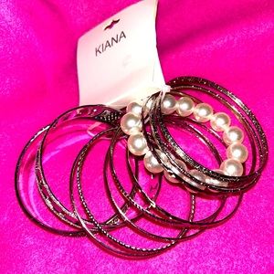 Jewelry Cluster of Silver bracelets